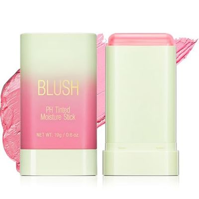 QBPPSSRY Blush pH Tinted Moisture Stick, Multi-Use Cream Blush Stick, Natural Nude Makeup for Cheeks, Eyes and Lips, Waterproof Natural Nude Makeup, Suitable for All Skin (2# Hot Red)