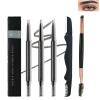 3 Pcs Waterproof Eyebrow Pencil Set,Gray Ultra Slim Eye Brow Pencil for Women with Brows Brush&Razor,Professional Brow Micro Retractable Long Lasting Gel Pen Shaping&Filling Brows Makeup - 02 view 1