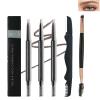 3 Pcs Waterproof Eyebrow Pencil Set,Light Brown Ultra Slim Eye Brow Pencil for Women with Brows Brush&Razor,Professional Brow Micro Retractable Long Lasting Gel Pen Shaping&Filling Brows Makeup - 03 view 1