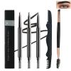 3 Pcs Waterproof Eyebrow Pencil Set, Black Ultra Slim Eye Brow Pencil for Women with Brows Brush&Razor,Professional Brow Micro Retractable Long Lasting Gel Pen for Shaping&Filling Brows Makeup - 01 view 1
