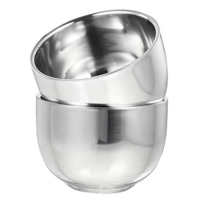 BIUDECO Stainless Steel Shaving Bowl for Men 2-Piece Foaming Brush Vessel Set Sturdy Bubble Bowl for Grooming and Shaving for Bathroom Use