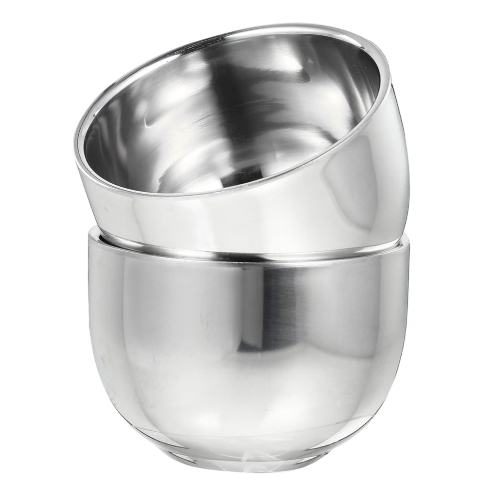BIUDECO Stainless Steel Shaving Bowl for Men 2-Piece Foaming Brush Vessel Set Sturdy Bubble Bowl for Grooming and Shaving for Bathroom Use