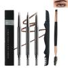 3 Pcs Waterproof Eye Brow Pencil Set for Women Dark Brown,Retractable Professional Eyebrow Pencil with Brows Brush&Razor,Ultra Fine Brow Micro Long Lasting Tinted Gel Pen Shaping&Filling Eye Makeup-04 view 1
