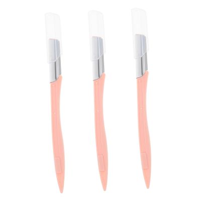 Beavorty 3Pcs Eyebrow Razor Durable Eyebrow Trimmers with Handle Portable Facial Hair Removal Tool for Home Use Safe and Shaping for Women Pink