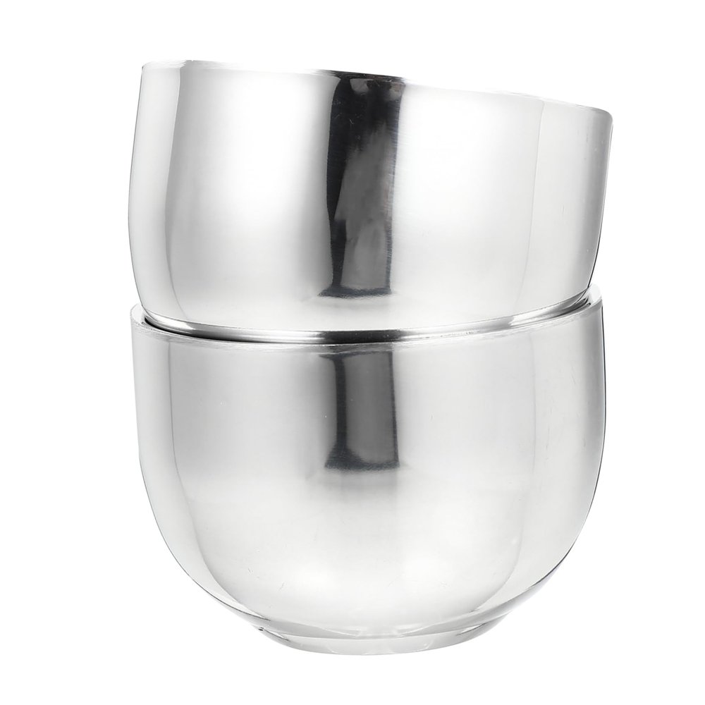 Gogogmee Stainless Steel Shaving Bowl Set for Men 2-Piece Shaving Soap Container Bubble Design Sturdy Shave Brush Bowl for Daily Grooming and Barber Use