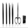 5Pcs Facial Tweezers Set, Professional Stainless Steel Tweezers for Eyebrows,Remove Ingrown Hair Tweezers and Broken Hair,Leather Case Storage for Traveling view 1