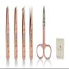 5Pcs Facial Tweezers Set, Professional Stainless Steel Tweezers for Eyebrows,Remove Ingrown Hair Tweezers and Broken Hair,Leather Case Storage for Traveling view 1