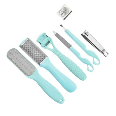 Beaupretty 7-Piece Professional Pedicure Tools Kit for Dead Skin Removal Sky-Blue Foot File Set for Home Use