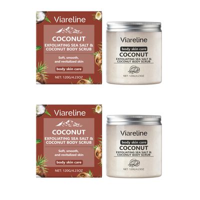 2 PCS-Coconut-Scented Sea Salt Body Scrub: a Gentle, Moisturising Scrub That Exfoliates and Smooths The Skin.Moisturizing and Exfoliating Body, Face, Hand, Foot Scrub