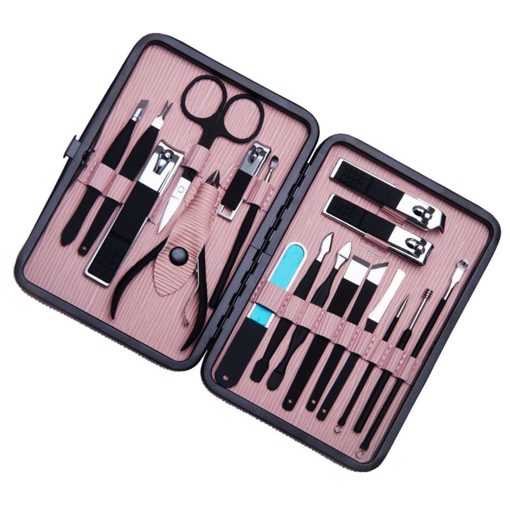 Beavorty 18-Piece Manicure and Pedicure Kit Stainless Steel Nail Clippers and Toenail Trimming Tools Professional Grooming Set for Home Use