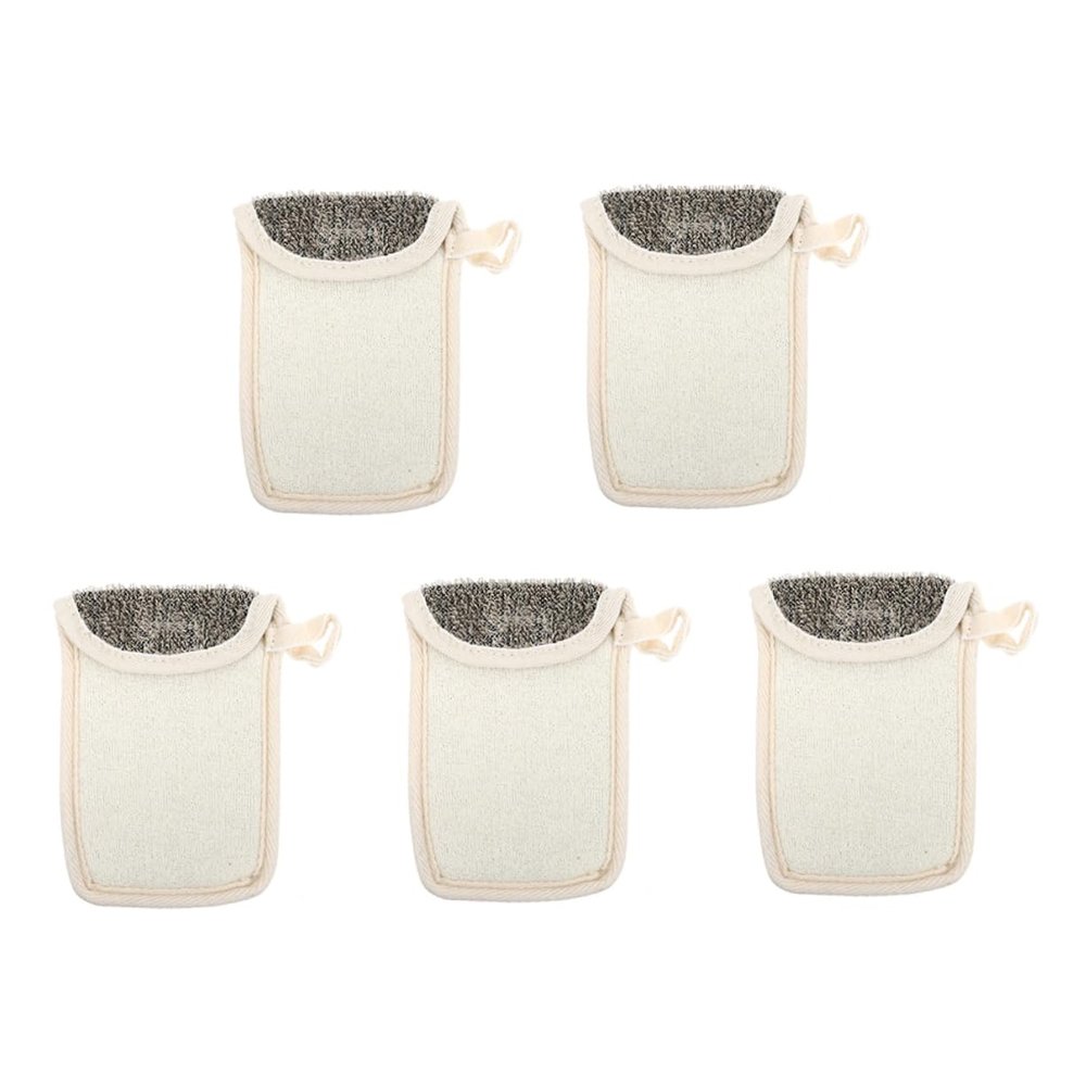 SOESFOUFU 5pcs Black Linen Soap Pouch Net Bags for Exfoliating Foaming Face Cleaning and Bath Use