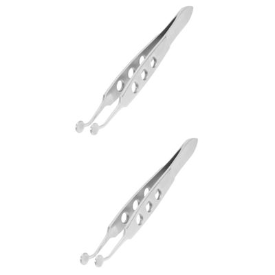 PAMINGONO 2pcs Stainless Steel Eyelid Tweezer Meibomian Gland Expressor Tool for Women Eyelid Forceps with Smooth Edges for Use Beauty Salons and Home Care