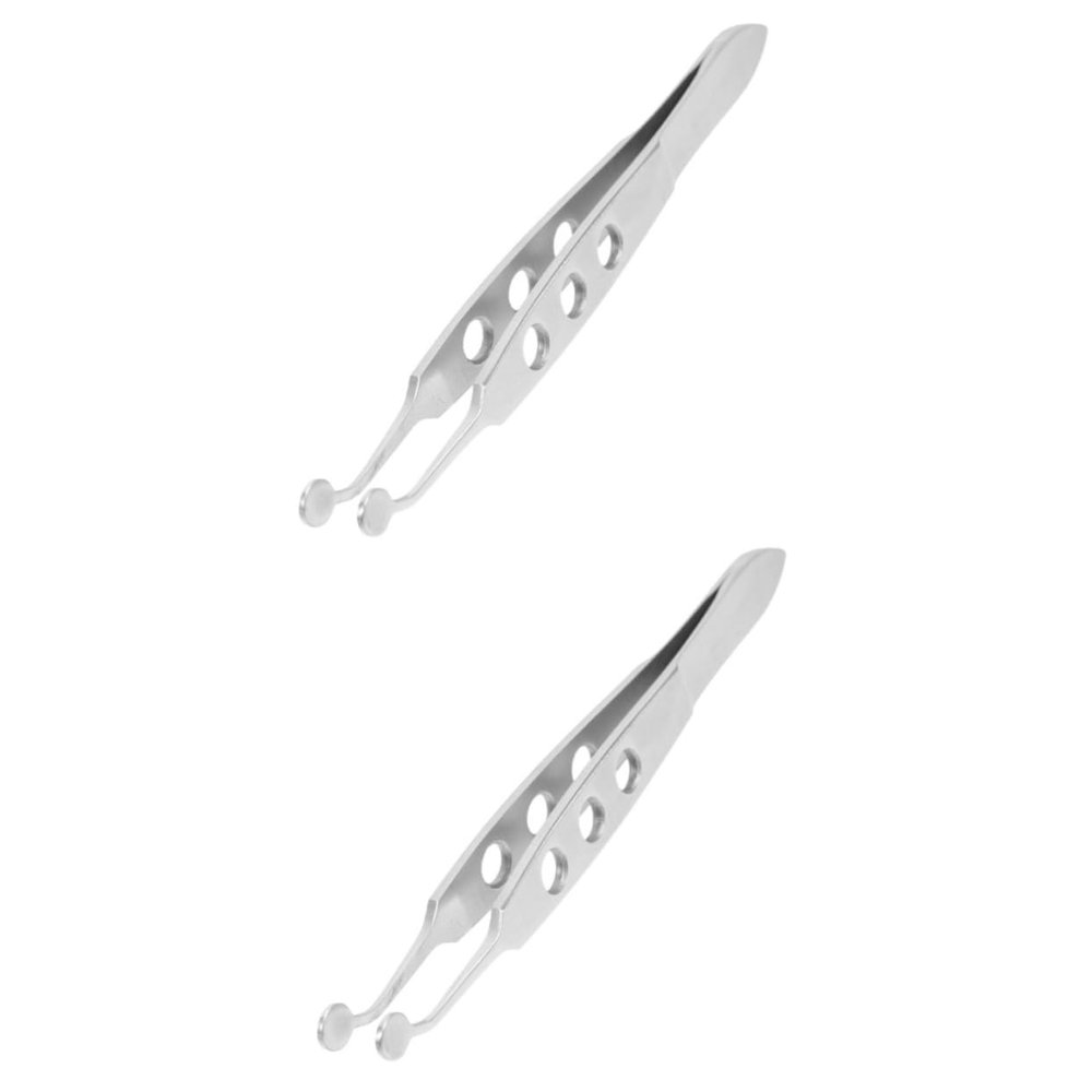 PAMINGONO 2pcs Stainless Steel Eyelid Tweezer Meibomian Gland Expressor Tool for Women Eyelid Forceps with Smooth Edges for Use Beauty Salons and Home Care