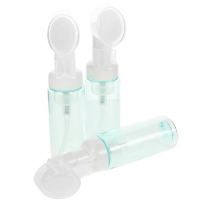 VICASKY 3Pcs Transparent Foaming Bottle with Brush Head Travel Friendly Pump Dispenser for Facial Cleanser Shampoo Wash Lightweight and Refillable Storage