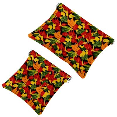 2Pcs Shrapnel Pouch for Purse, Aesthetic Leaves-379 Waterproof Makeup Bag, Portable Pouch for Women Gifts