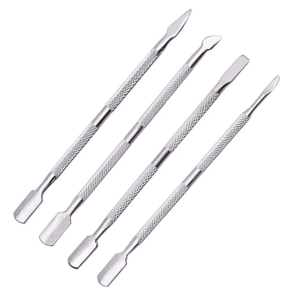 4 Pcs/Set Steel Double-Ended Cuticle Pusher Dead Skin Remover Manicure Cleaner Care Nails Art Tool All for Manicure Set