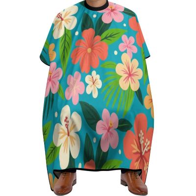Hawaiian Colorful Flowers Floral Barber Cape Hairdressing Gown Cover - Adjustable Hairdresser Apron for Hair Dye, Profession Barbershop Supplies