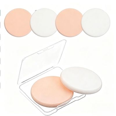 6 Pack Round Makeup Sponges (2.2" Diameter) with Storage Case, Latex Material Soft Foundation Applicators for Liquid Cream and Powder
