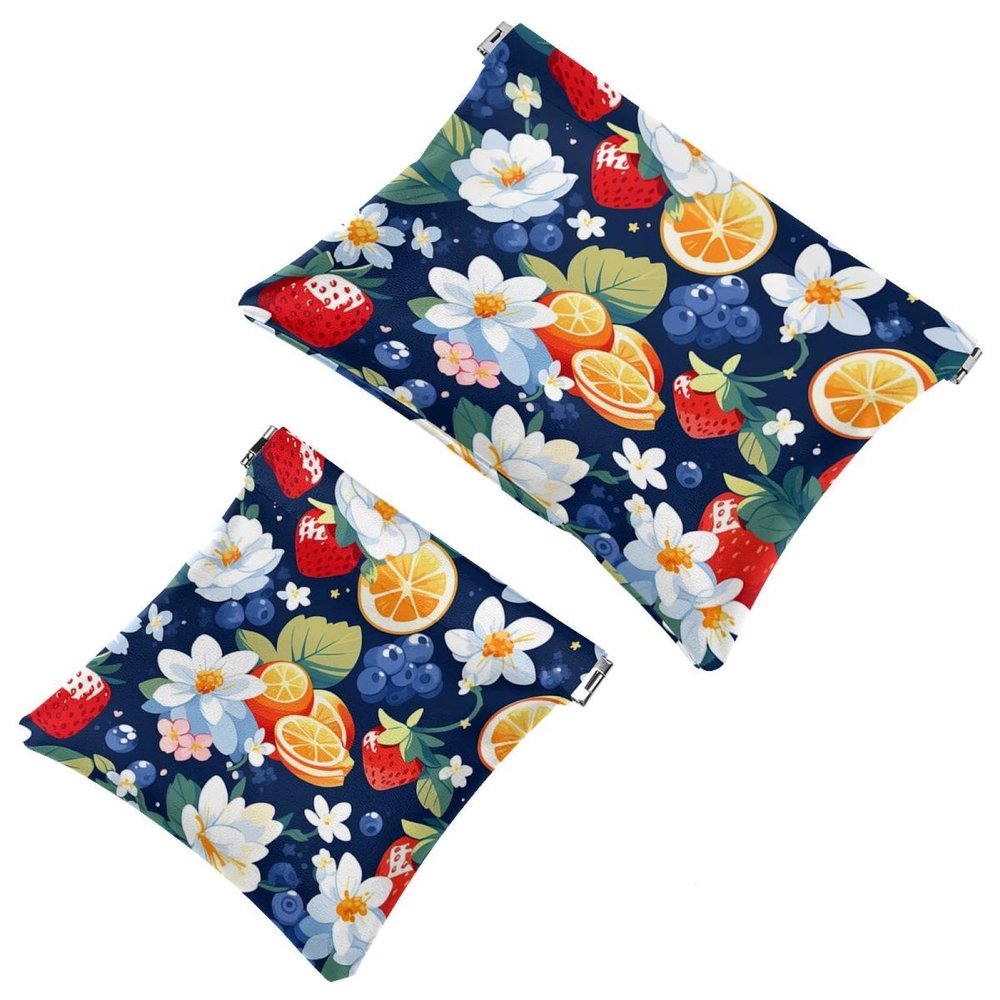 2Pcs Shrapnel Pouch for Purse, Cartoon Fruit-775 Waterproof Makeup Bag, Portable Pouch for Women Gifts