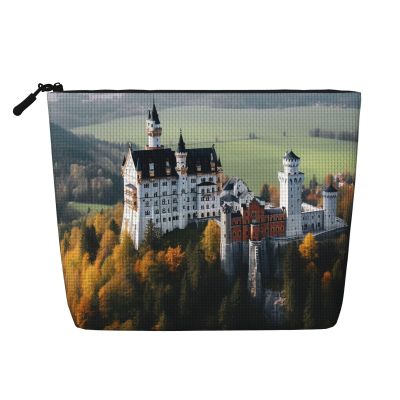 GDSHJKLW Linen Makeup Bag For Women, Waterproof Travel Cosmetic Organizer Lightweight Zipper Travel Toiletry Bag Organizer Germany Neuschwanstein Castle Makeup Brushes Storage Bag