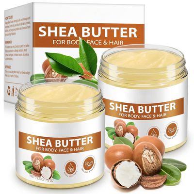 African Shea Butter Raw,Pure Unrefined Shea Butter Cream Body Oil for Skin & Hair,Deep Moisturizer&Repairs & Protects Skin (2 Pack)