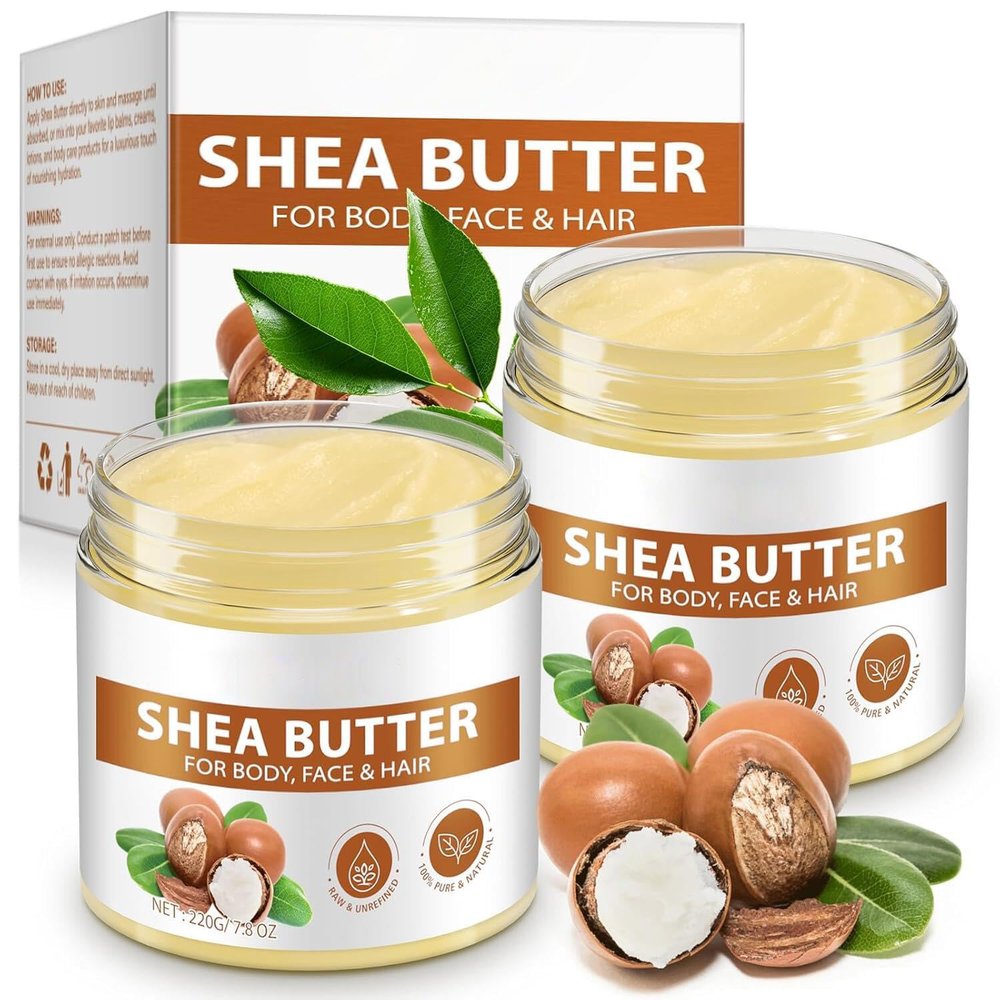 African Shea Butter Raw,Pure Unrefined Shea Butter Cream Body Oil for Skin & Hair,Deep Moisturizer&Repairs & Protects Skin (2 Pack)