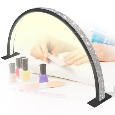 YXKJZHF Half Moon Nail Desk Lamp, LED Light for Nail Desk, Sparkle Nails Lamps 39W Arch Light Lash Light, Adjustable Brightness (Black)
