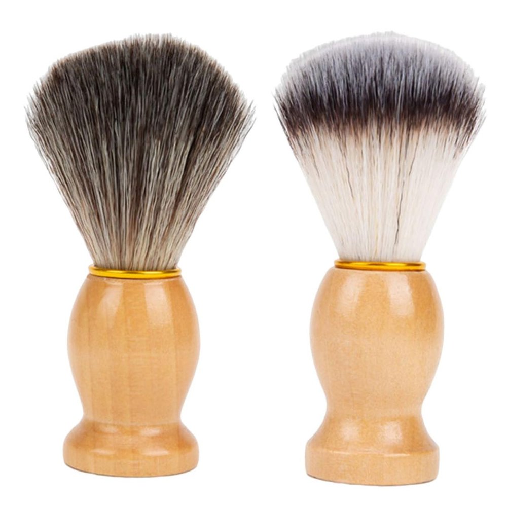 COLLBATH 2pcs Nylon Shaving Brush Set for Men Soft Fiber Barber Shaving Brush Neck Duster for Hair Salon Household Beard Care Tools