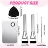 DOPENSPI Makeup Mixing Palette with 2PCS Flat Foundation Brush and Spatula and Powder Puff, Stainless Steel Makeup Palette Tray Cosmetic Palettes with Spatula Tool for Liquid Powder Cream view 2