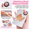 DOPENSPI Makeup Mixing Palette with 2PCS Flat Foundation Brush and Spatula and Powder Puff, Stainless Steel Makeup Palette Tray Cosmetic Palettes with Spatula Tool for Liquid Powder Cream view 3