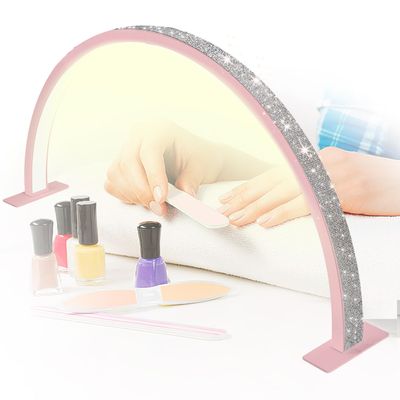 YXKJZHF Half Moon Nail Desk Lamp, LED Light for Nail Desk, Sparkle Nails Lamps 39W Arch Light Lash Light, Adjustable Brightness (Pink)