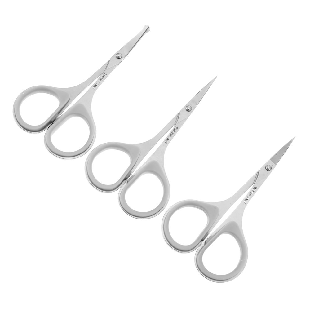 FOYTOKI 3pcs Stainless Steel Makeup Scissors for Eyebrow Nose Hair Trimming Rounded Tool Kit