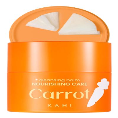KAHI Cleansing Balm Nourish Care Carrot - Makeup Remover Balm with Carrot Seed Oil, Shea Butter & Cranberry Scrub - Gentle Exfoliating Korean Skincare 1.69 oz