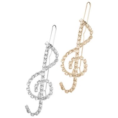 BIUDECO 2pcs Music Note Rhinestone Hair Clips for Women Sparkling Hair Barrettes for Styling