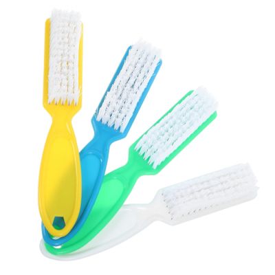 GALPADA 4Pcs Nail Brush with Long Handle Durable Plastic Cleaning Brushes for Nail Makeup Random Pattern Essential Nail Tools for Manicure and Personal Use