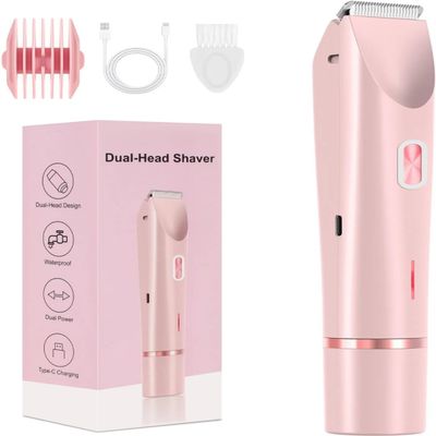 Bikini Trimmer for Women,2025 New Bikini Shaver,Electric Razor & Shaver with Dual Ceramic Blades,Painless Hair Removal,Rechargeable Razor Body Hair Trimmer for Wet & Dry Use