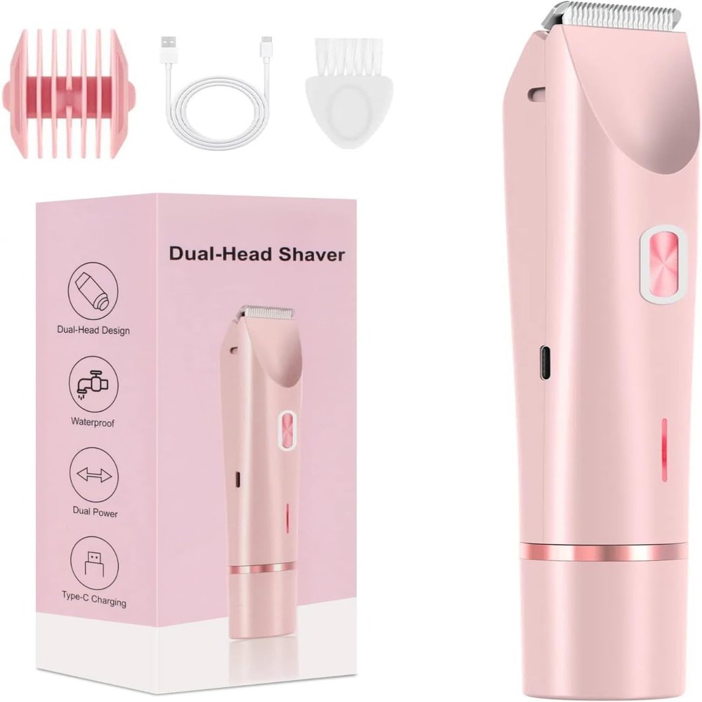 Bikini Trimmer for Women,2025 New Bikini Shaver,Electric Razor & Shaver with Dual Ceramic Blades,Painless Hair Removal,Rechargeable Razor Body Hair Trimmer for Wet & Dry Use