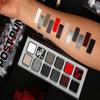 Black Grey Red Eyeshadow Palette Goth Makeup, Cold Silver Smokey Eye Shadow Compact Metallic & Matte Finishes Pigmented Burgundy Brown Cream Eyeshadow for Smokey Punk Bold Dark Vampire Gothic Clown view 4