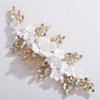 Rumtock White Petal Gold Headpiece for Women Wedding Bridal Hair Comb with Rhinestones Special Occasion Handmade Hair Jewelry (Gold) view 3