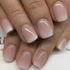 24Pcs Gowabory Nail Press ons, Short Square Press on Nails Girls Fake Nails with Pink White Gradient Simple style Design, Artificial False Nails Press On Stick On Nails for Women view 1