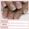 24Pcs Gowabory Nail Press ons, Short Square Press on Nails Girls Fake Nails with Pink White Gradient Simple style Design, Artificial False Nails Press On Stick On Nails for Women view 2