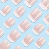 24Pcs Gowabory Nail Press ons, Short Square Press on Nails Girls Fake Nails with Pink White Gradient Simple style Design, Artificial False Nails Press On Stick On Nails for Women view 3