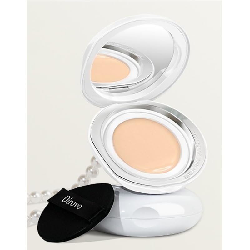 1 PC Dirovo Cushion Foundation Cream, High Coverage Fine Powder Long Lasting BB Air Foundation Cream (Dry Skin-Warm)