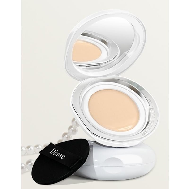 1 PC Dirovo Cushion Foundation Cream, High Coverage Fine Powder Long Lasting BB Air Foundation Cream (Dry Skin-Natural)