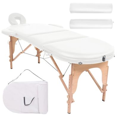 Folding Massage Table, 1.6" Thick Portable Spa Bed with Adjustable Headrest, Wooden Frame, Faux Leather Upholstery, 3-Zone Design for Professional Therapy & Home Use, Includes Bolsters
