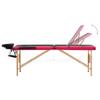Folding Massage Table 3 Zones for Spa Salon & Home Use, Portable Black Wood Therapy Bed with Adjustable Headrest, Professional Beauty Supplies in Black & Pink view 3