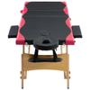 Folding Massage Table 3 Zones for Spa Salon & Home Use, Portable Black Wood Therapy Bed with Adjustable Headrest, Professional Beauty Supplies in Black & Pink view 4