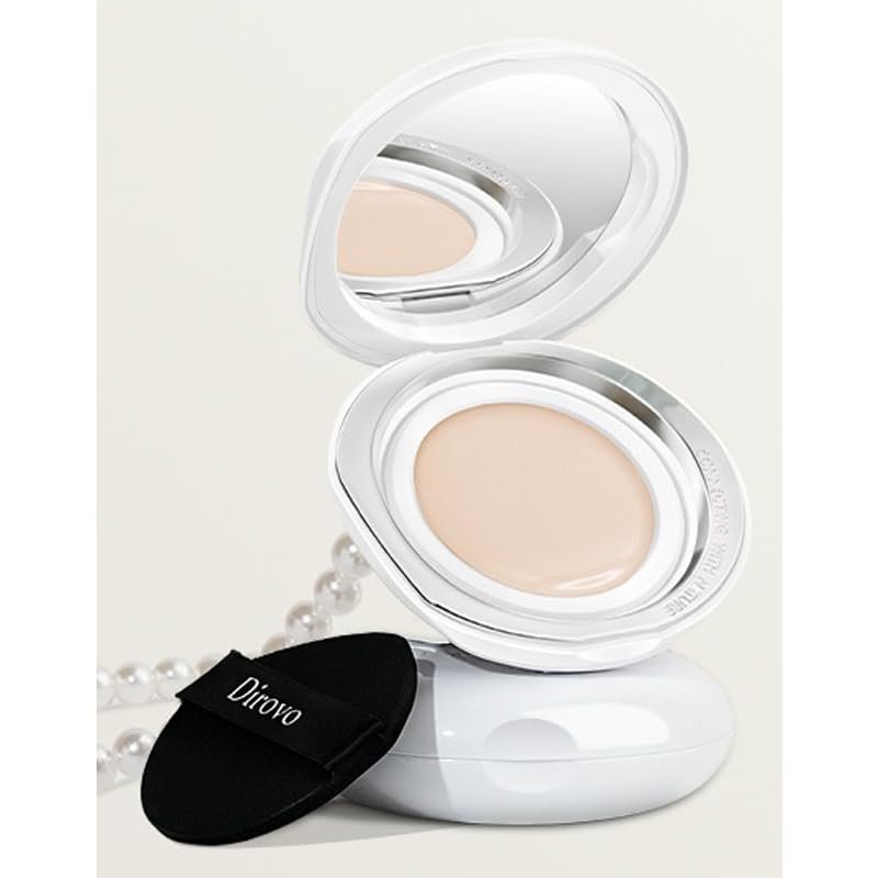 1 PC Dirovo Cushion Foundation Cream, High Coverage Fine Powder Long Lasting BB Air Foundation Cream (Dry Skin-Ivory)