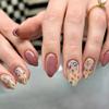 30Pcs Gowabory Nail Press ons, Short Almond Press on Nails Girls Fake Nails with Small Fresh Flowers Design, Artificial False Nails Press On Stick On Nails for Women view 1