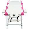 2-Zone Foldable Massage Table, Portable Spa Therapy Bed with Adjustable Headrest, Aluminum Frame for Professional Salon & Home Use, White & Pink view 2